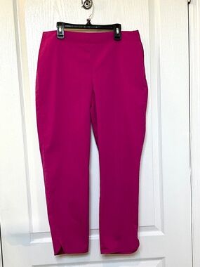 Talbots Fuchsia Stretch Ankle Crop Pants Size 6 Side Zip